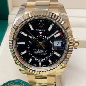 Rolex replica Sky-Dweller 326938 Yellow Gold black dial