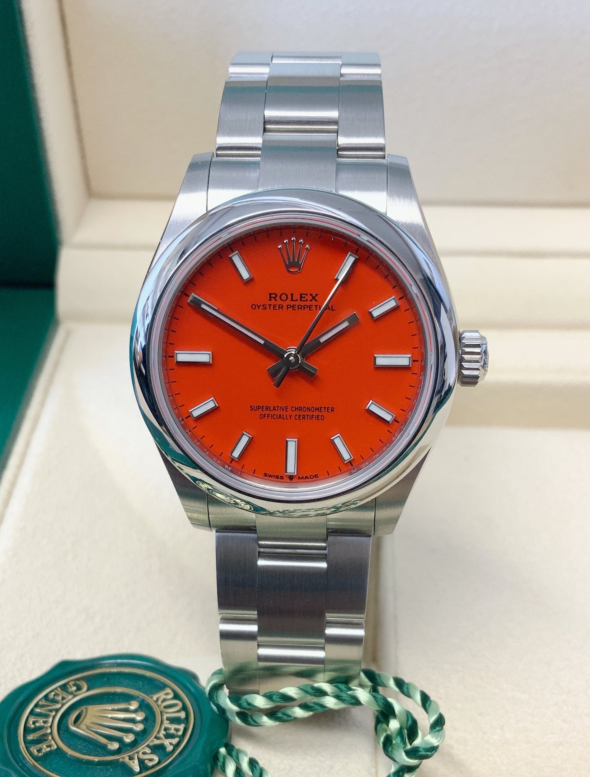 Rolex replica Oyster Perpetual lady 31mm ref. 277200 Coral dial