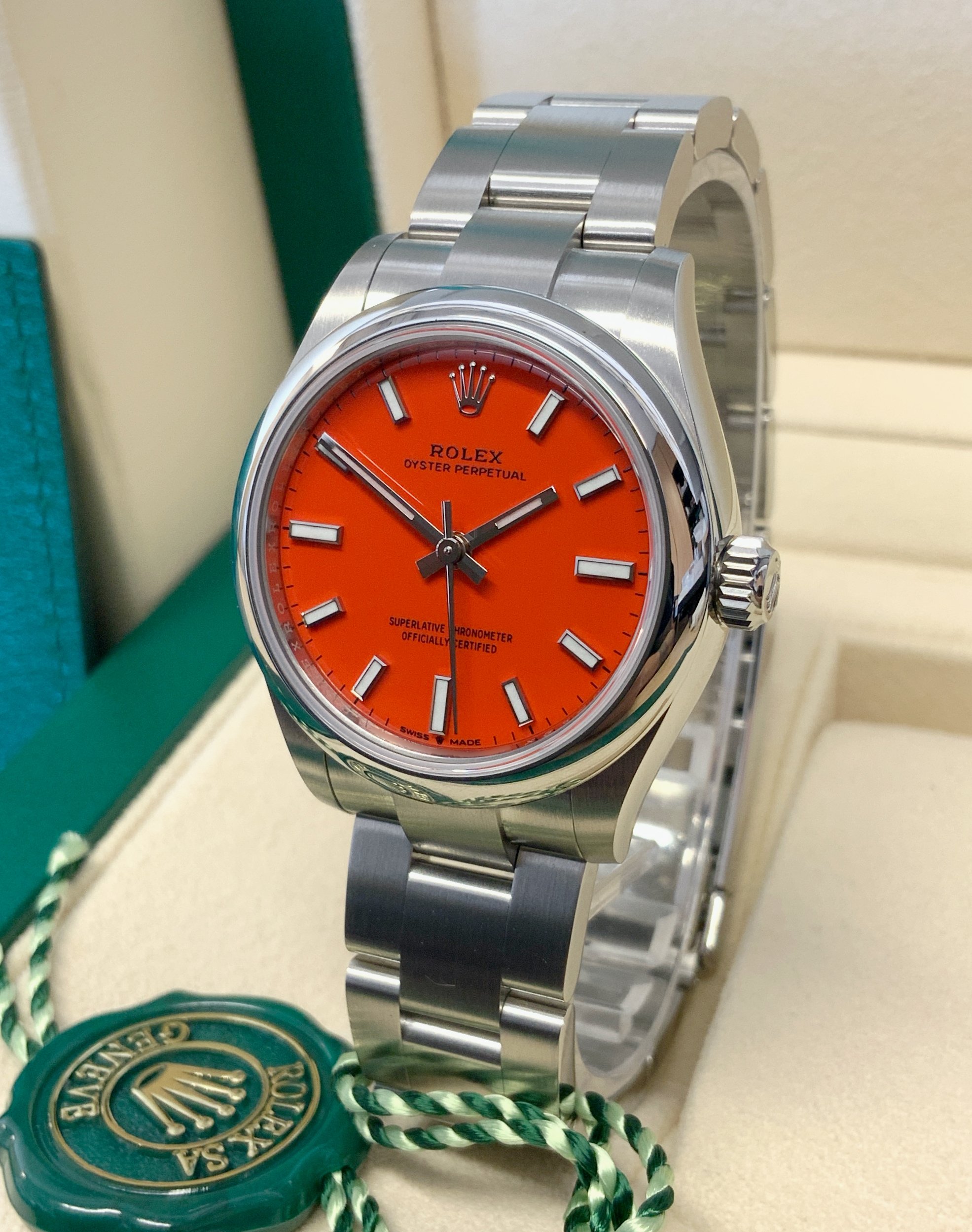 Rolex replica Oyster Perpetual lady 31mm ref. 277200 Coral dial - immagine 5