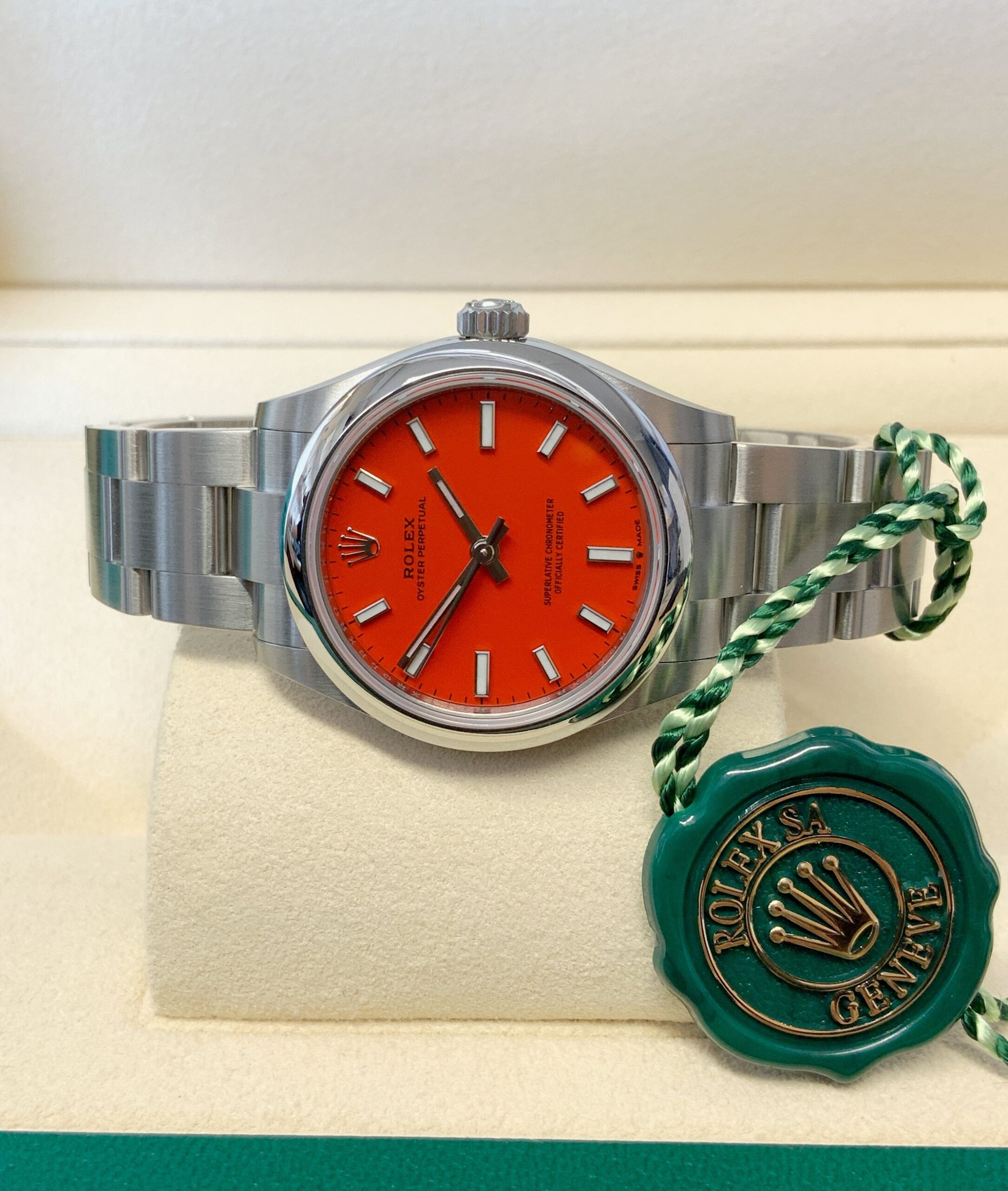 Rolex replica Oyster Perpetual lady 31mm ref. 277200 Coral dial - immagine 6