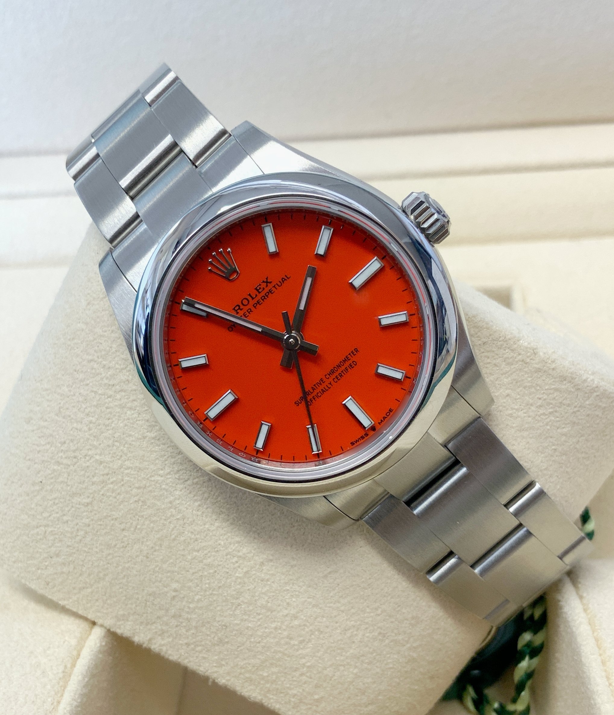 Rolex replica Oyster Perpetual lady 31mm ref. 277200 Coral dial - immagine 9