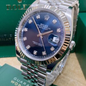 Alternative view of Rolex replica Datejust 41 126334 blue diamond dial
