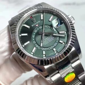 Alternative view of Rolex replica Sky-Dweller 336934 green dial stainless stell