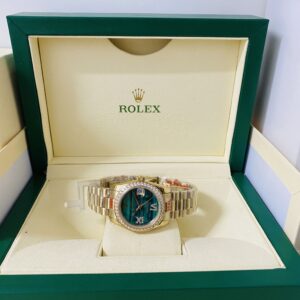 Alternative view of Rolex replica lady Datejust 31mm green dial rbr bezel