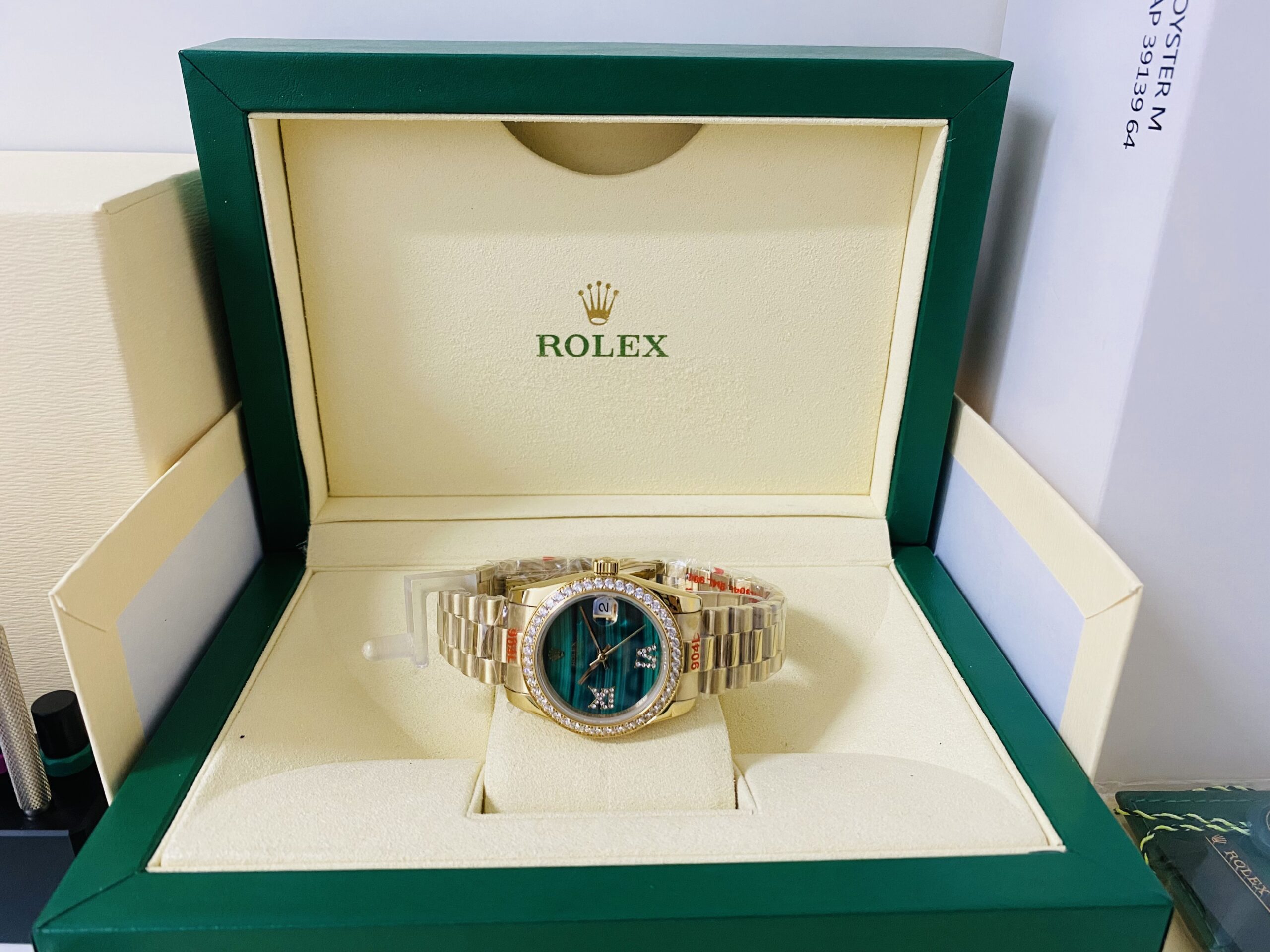 Rolex replica lady Datejust 31mm green dial rbr bezel - immagine 2