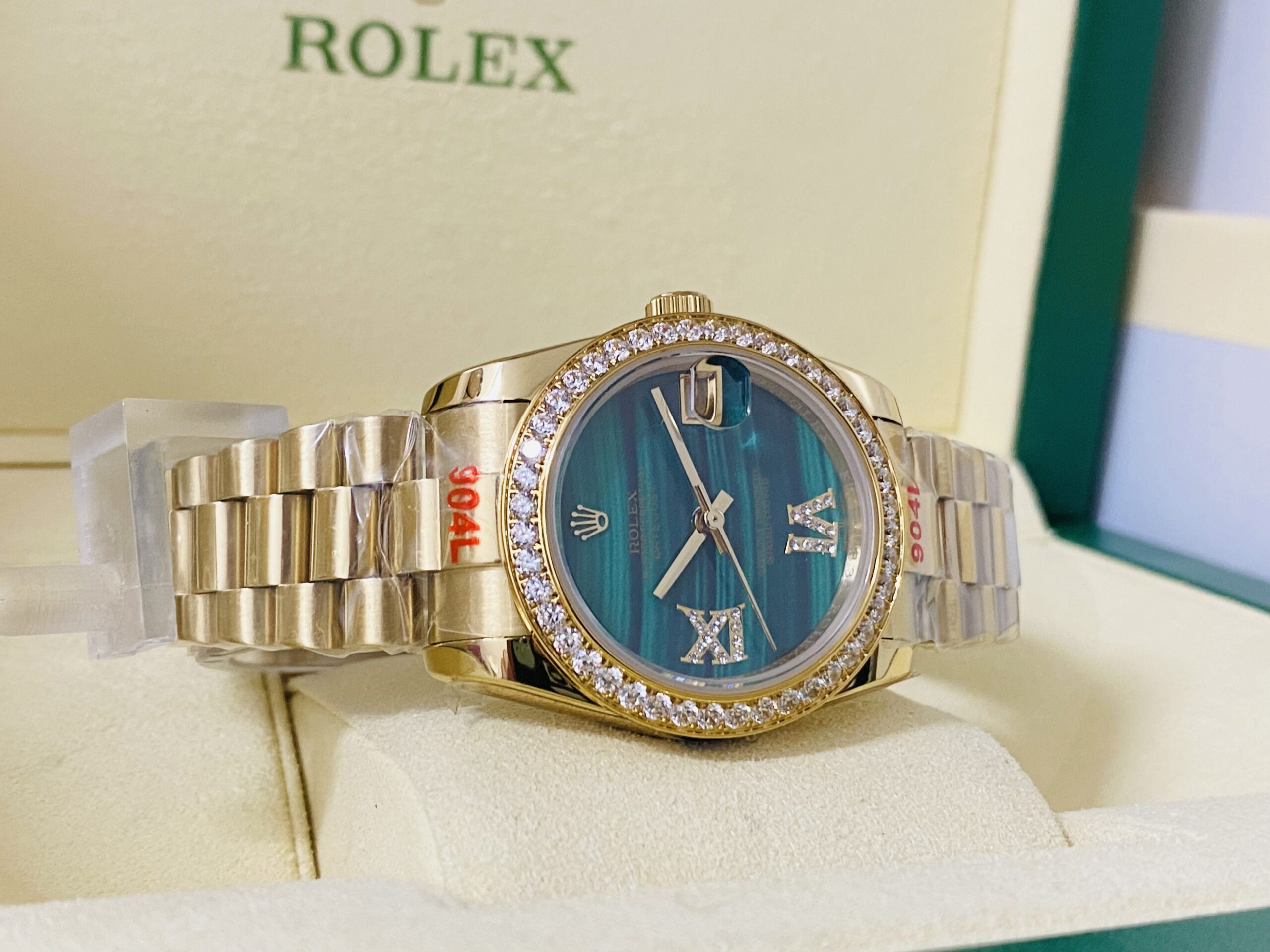 Rolex replica lady Datejust 31mm green dial rbr bezel - immagine 4