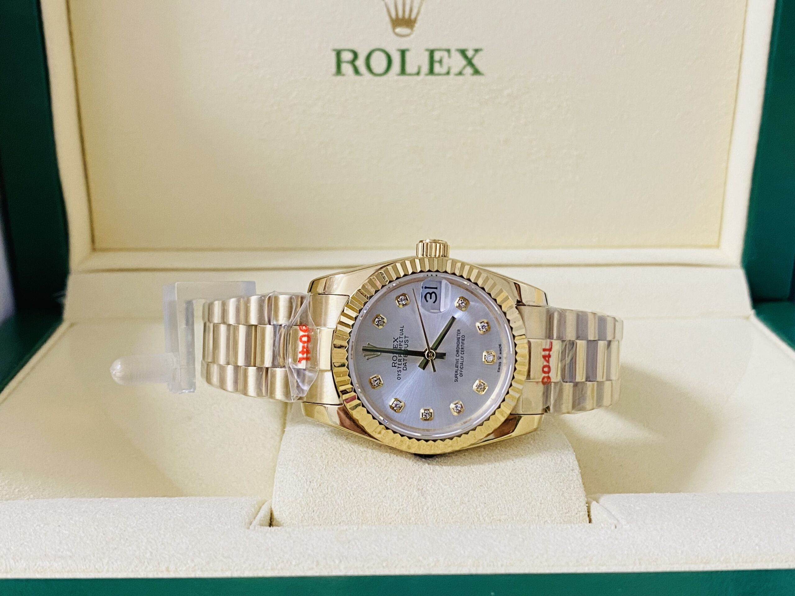 Rolex replica lady Datejust 31mm yellow gold silver dial - immagine 2