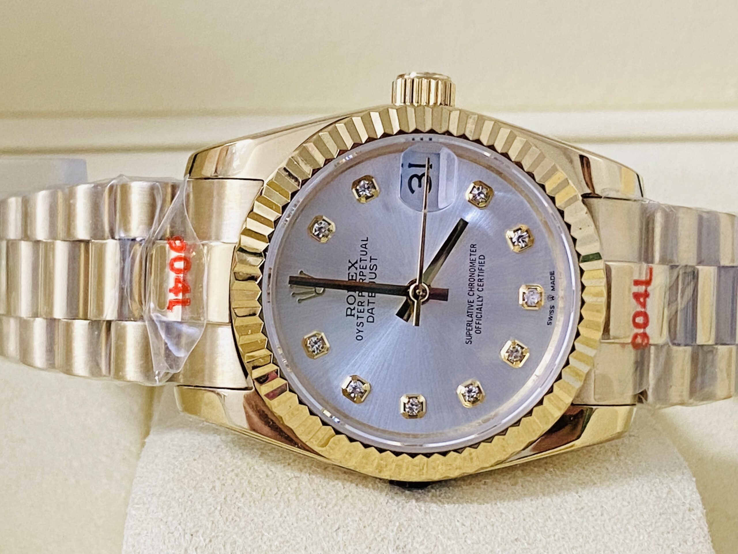 Rolex replica lady Datejust 31mm yellow gold silver dial