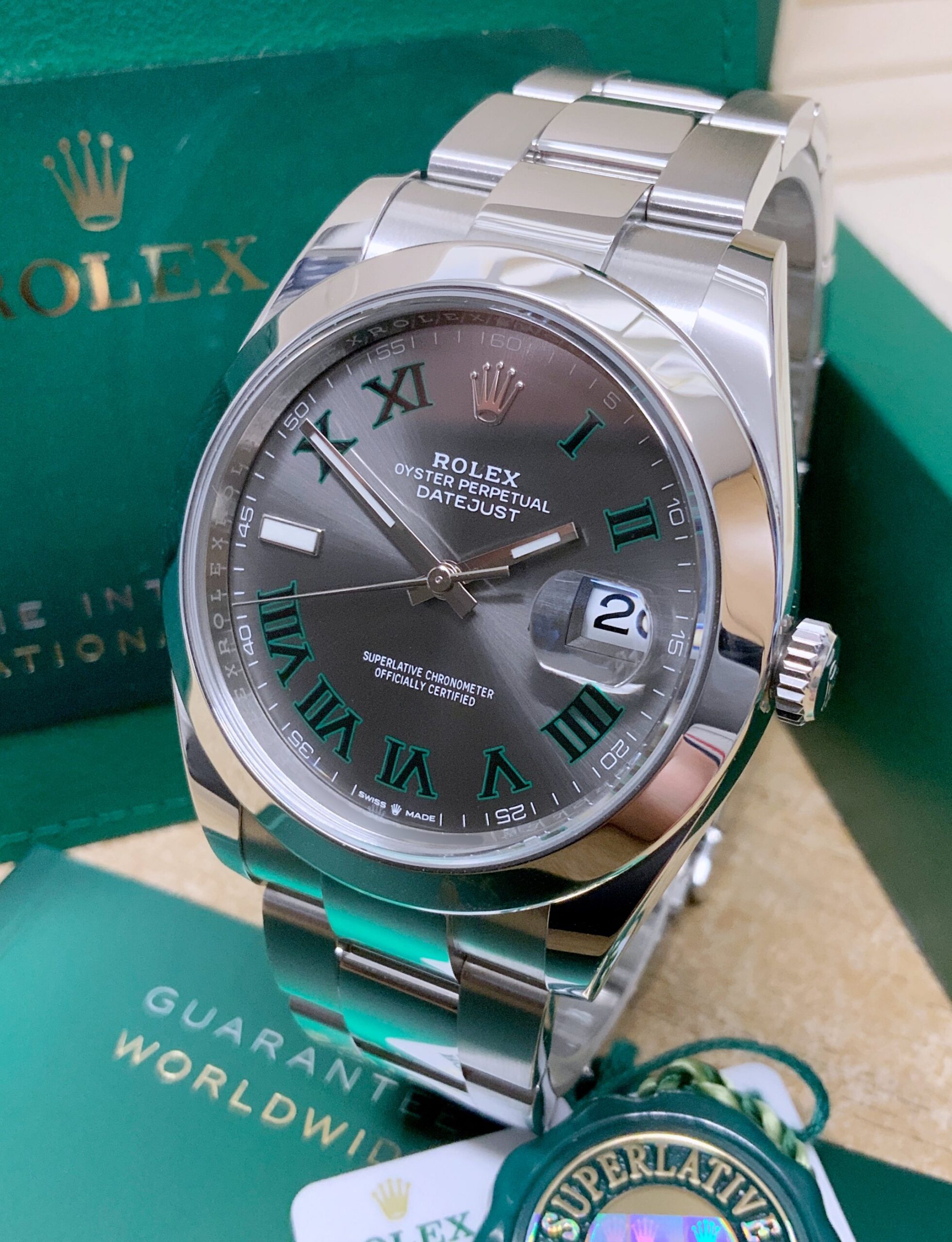Rolex replica datejust oyster 41 126300 wimbledon acciaio - immagine 2