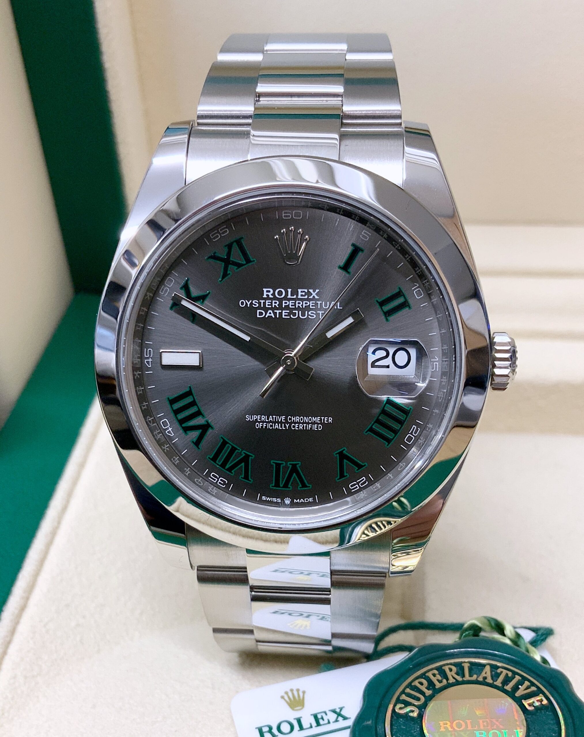 Rolex replica datejust oyster 41 126300 wimbledon acciaio