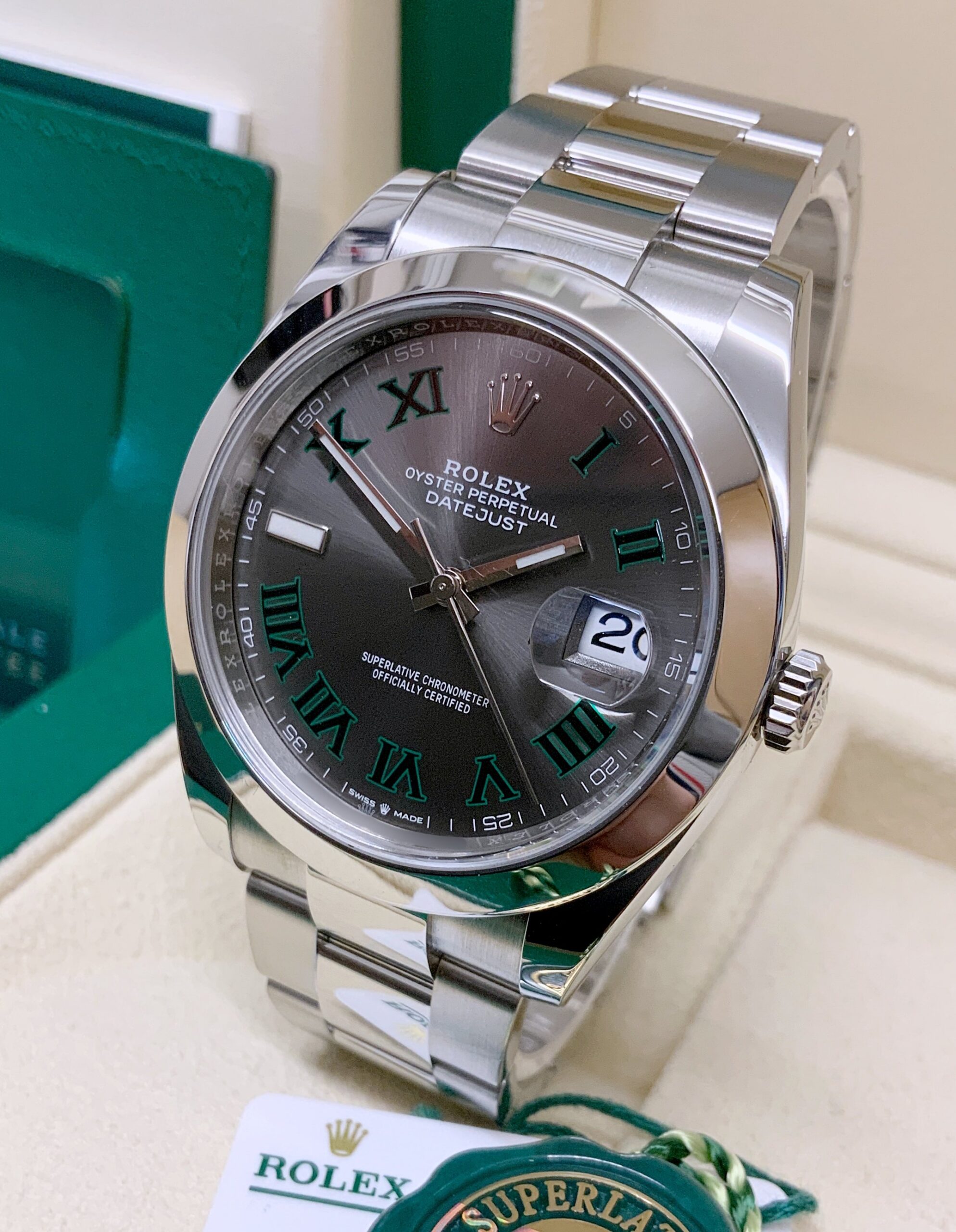 Rolex replica datejust oyster 41 126300 wimbledon acciaio - immagine 4