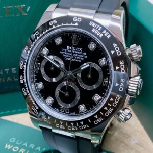Alternative view of Rolex replica daytona WG 116519LN oysterflex black diamond dial