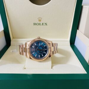 Alternative view of Rolex replica Sky-Dweller 336935 rose gold blue dial