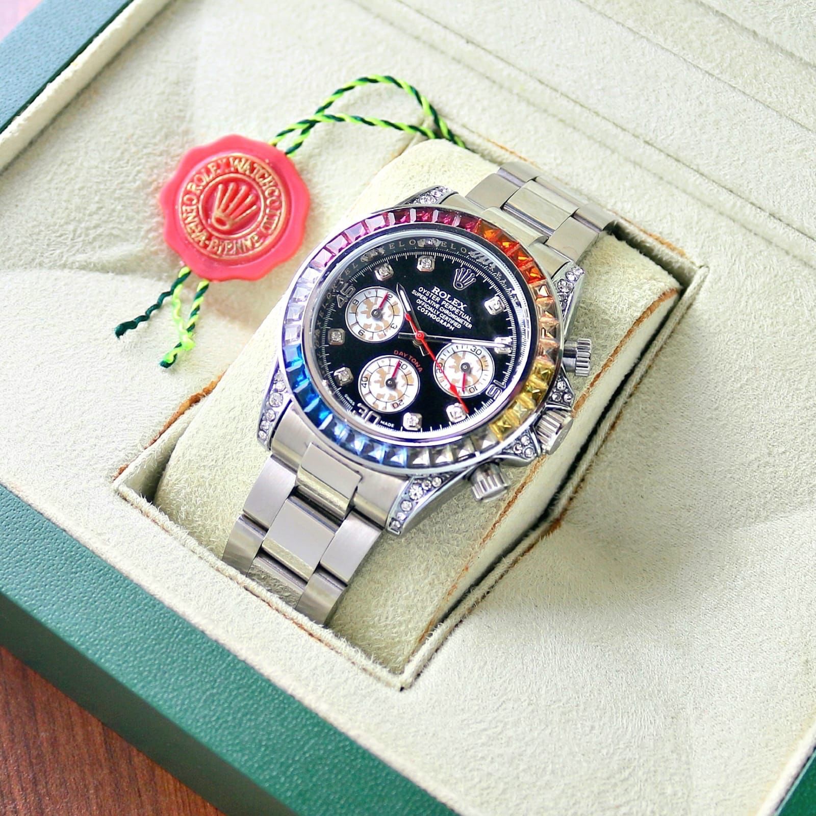 Rolex replica Daytona rainbow white gold - immagine 2