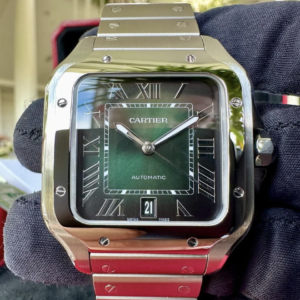 Cartier replica Santos De Cartier steel big size green dial