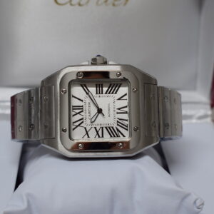 Cartier replica Santos De Cartier medium size white dial