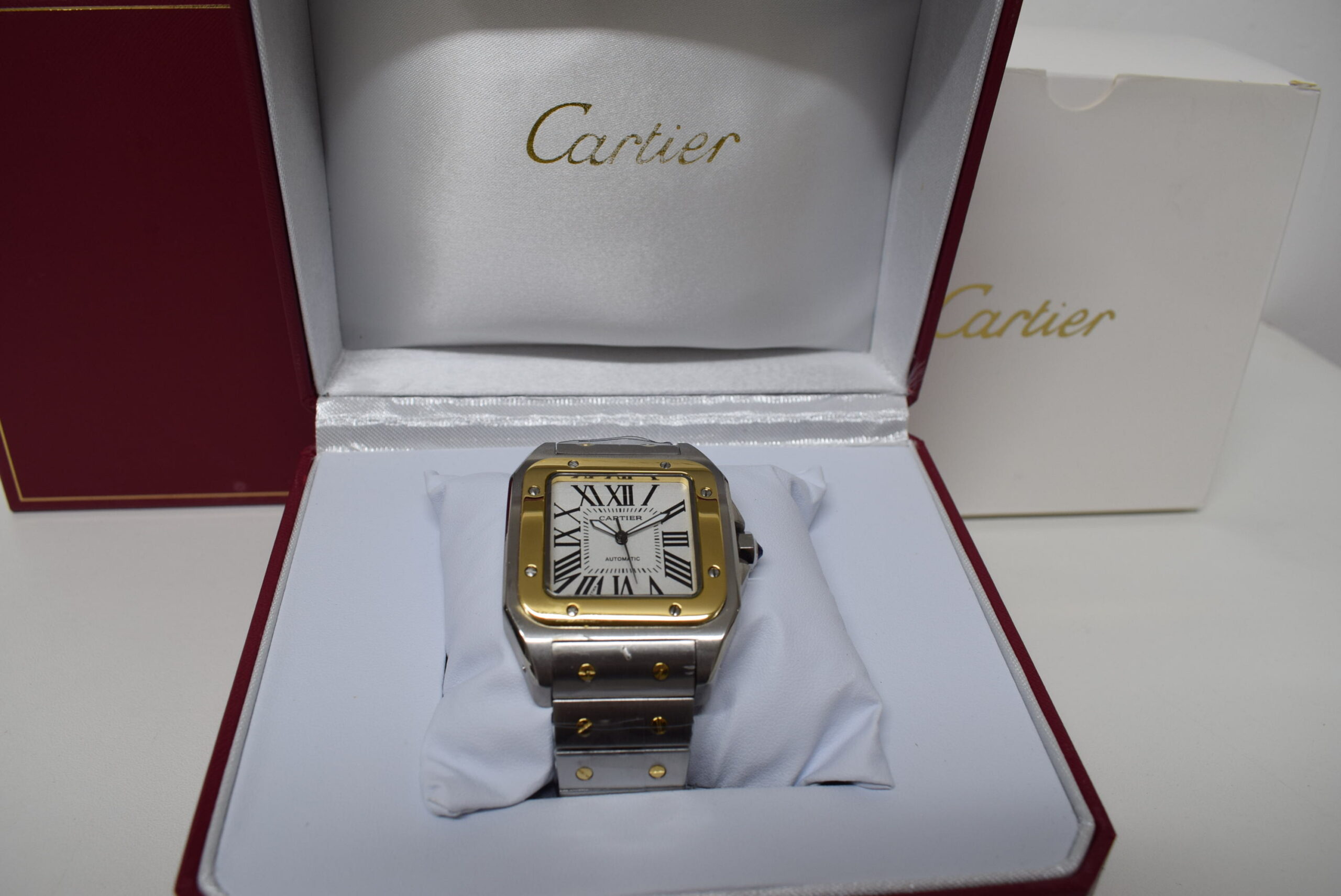 Cartier replica Santos De Cartier medium size acciaio-oro white dial - immagine 4