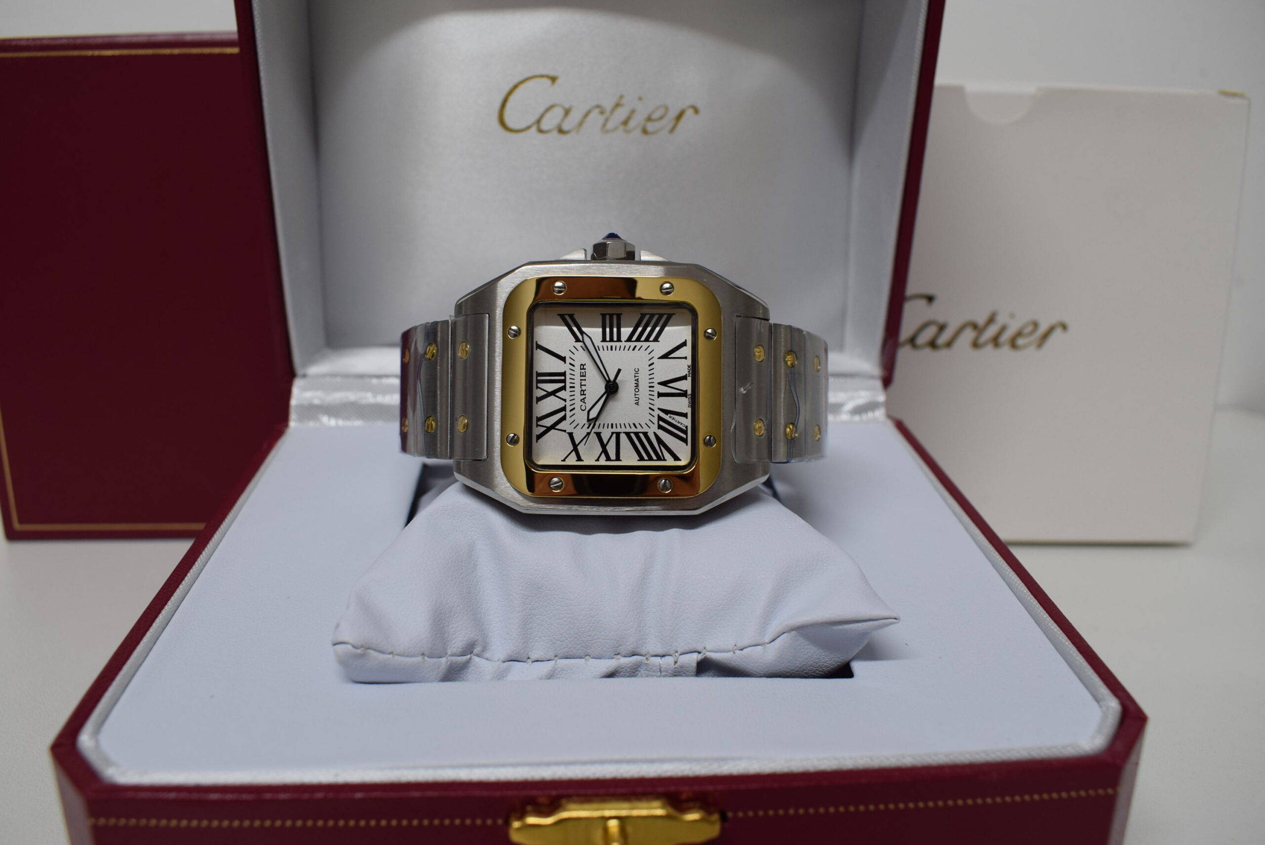 Cartier replica Santos De Cartier medium size acciaio-oro white dial - immagine 3