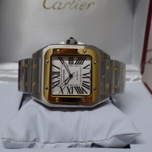 Cartier replica Santos De Cartier medium size acciaio-oro white dial