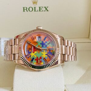 Rolex replica Day-Date 128235 Rose Gold puzzle dial