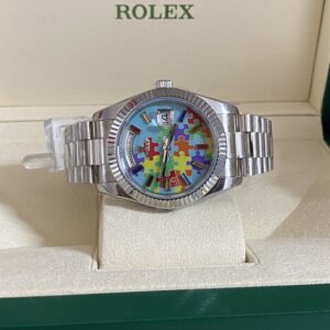 Rolex replica Day-Date 128239 White Gold puzzle dial
