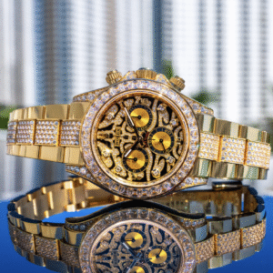 Alternative view of Rolex replica daytona tiger 116598TBR  yellow gold clone movement