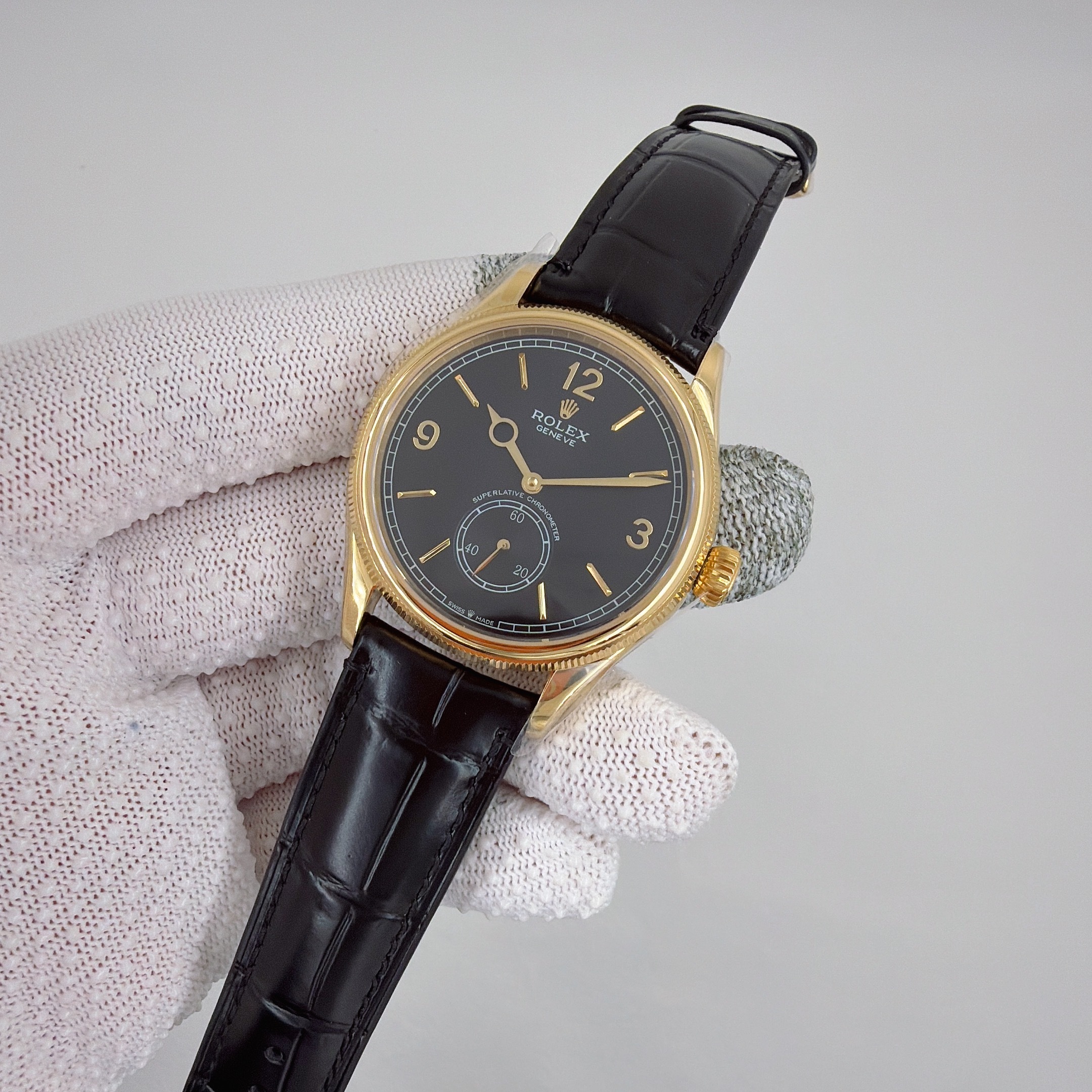 Rolex replica cellini 1908 oro giallo black dial - immagine 2