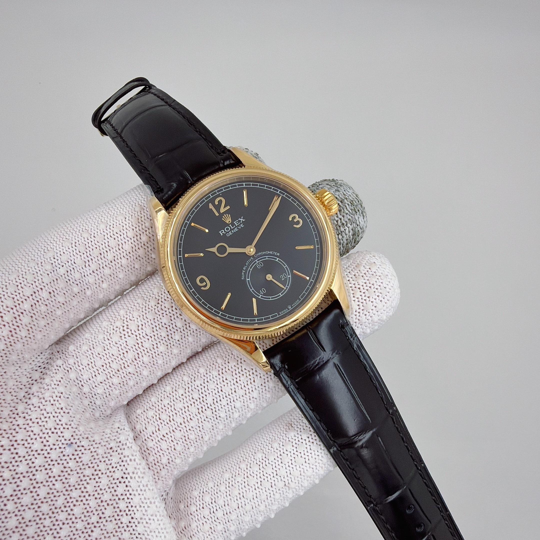 Rolex replica cellini 1908 oro giallo black dial - immagine 3