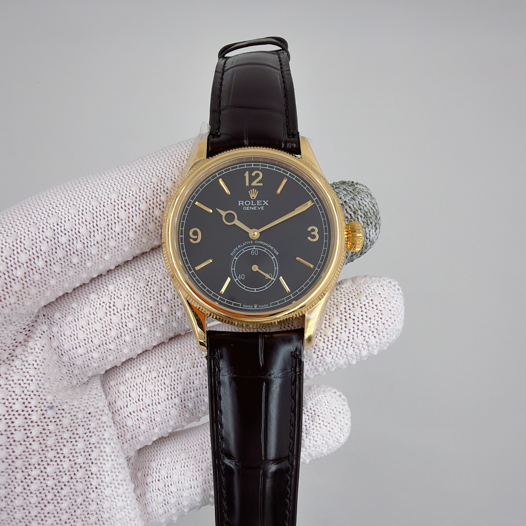 Rolex replica cellini 1908 oro giallo black dial - immagine 4