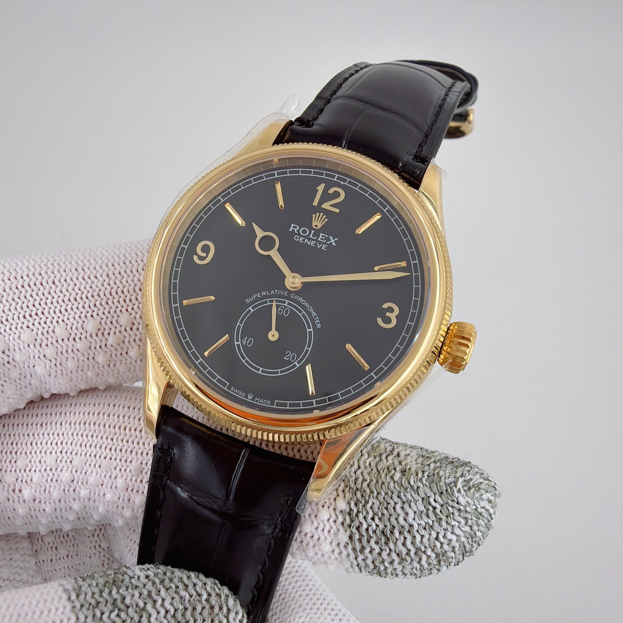Rolex replica cellini 1908 oro giallo black dial - immagine 5