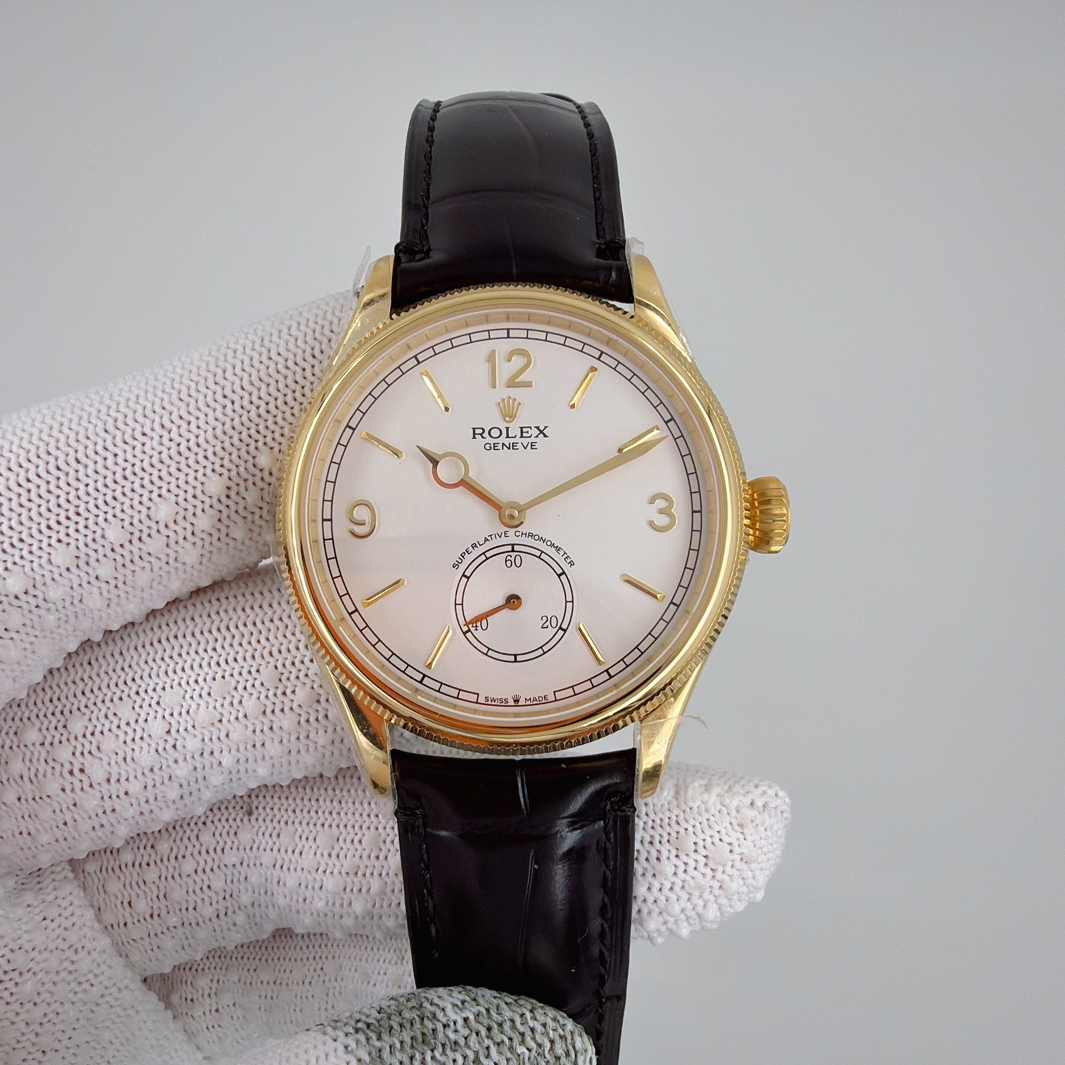 Rolex replica cellini 1908 oro giallo white dial